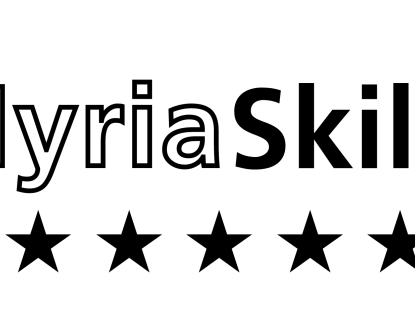 HyriaSkills-logo ja sen alla 5 tähteä rivissä. 