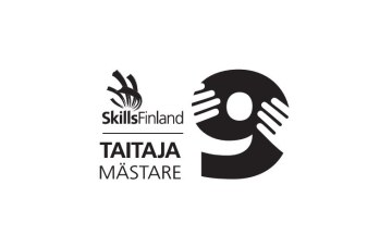 Taitaja9-kilpailun logo jossa kuvattuna numero 9, josta pitää kiinni kaksi kättä molemmin puolin
